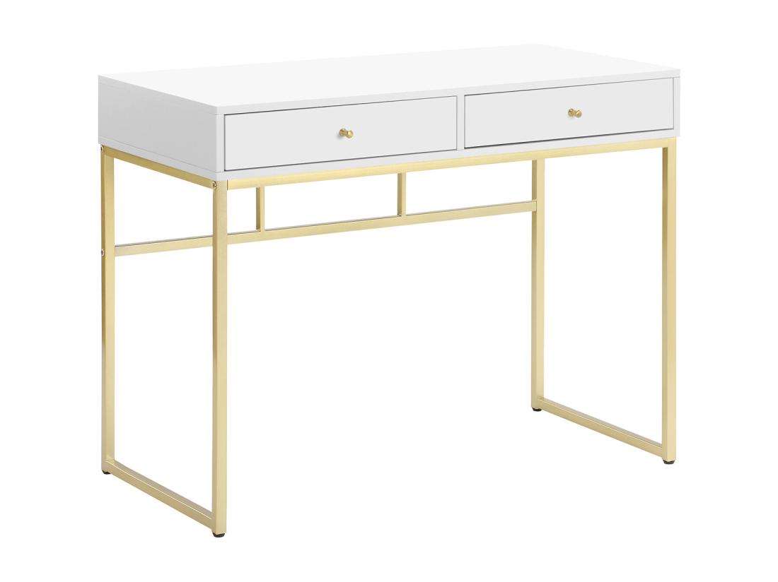 Vente Unique Console Avec 2 Tiroirs En MDF - Blanc Et Doré - CODENIA
