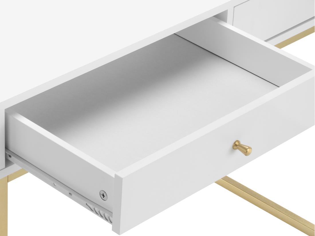 Vente Unique Console Avec 2 Tiroirs En MDF - Blanc Et Doré - CODENIA
