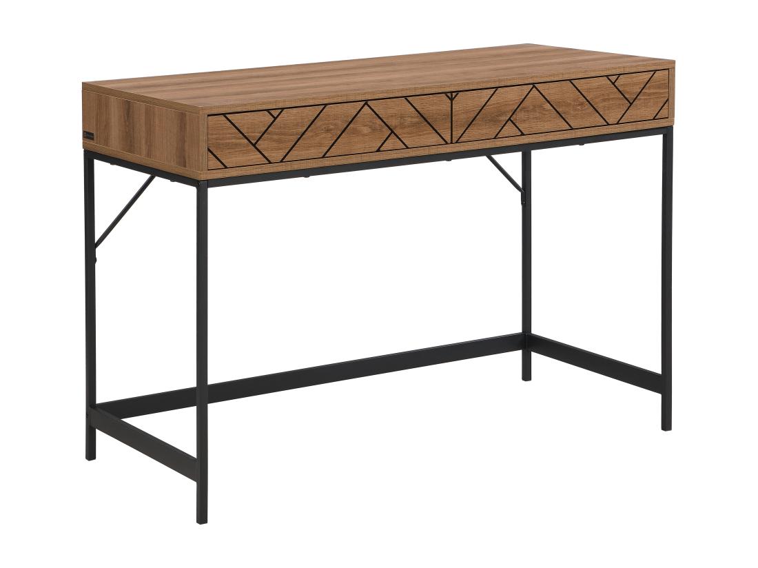 Vente Unique Console Avec 2 Tiroirs - MDF Et Acier - Coloris : Naturel Et Noir - CARATANA