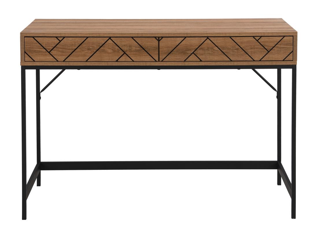 Vente Unique Console Avec 2 Tiroirs - MDF Et Acier - Coloris : Naturel Et Noir - CARATANA