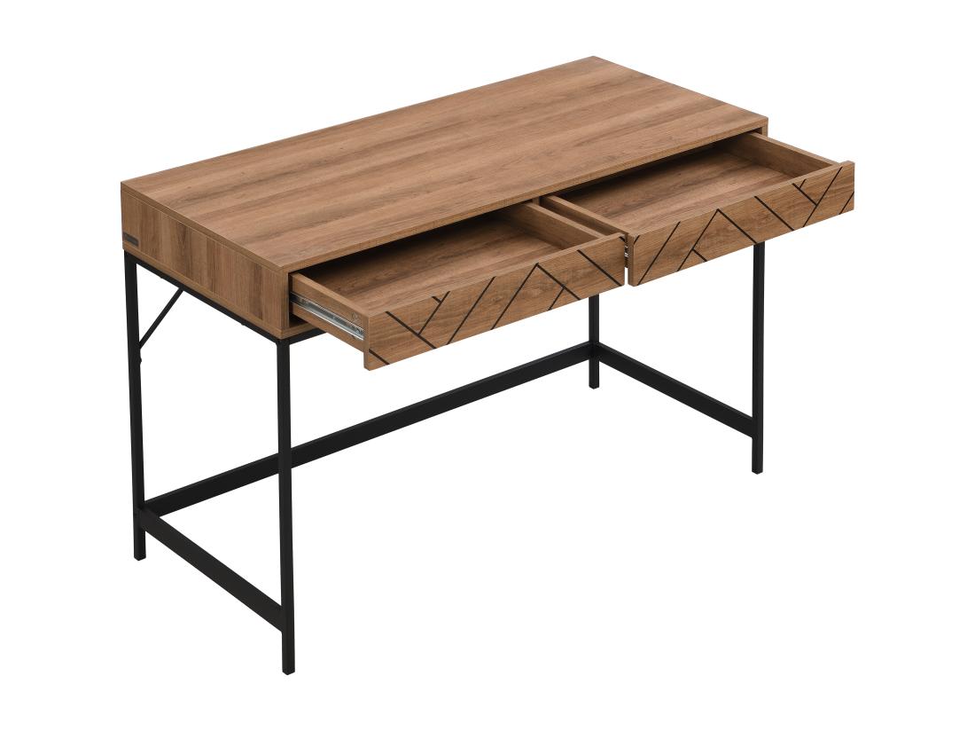 Vente Unique Console Avec 2 Tiroirs - MDF Et Acier - Coloris : Naturel Et Noir - CARATANA