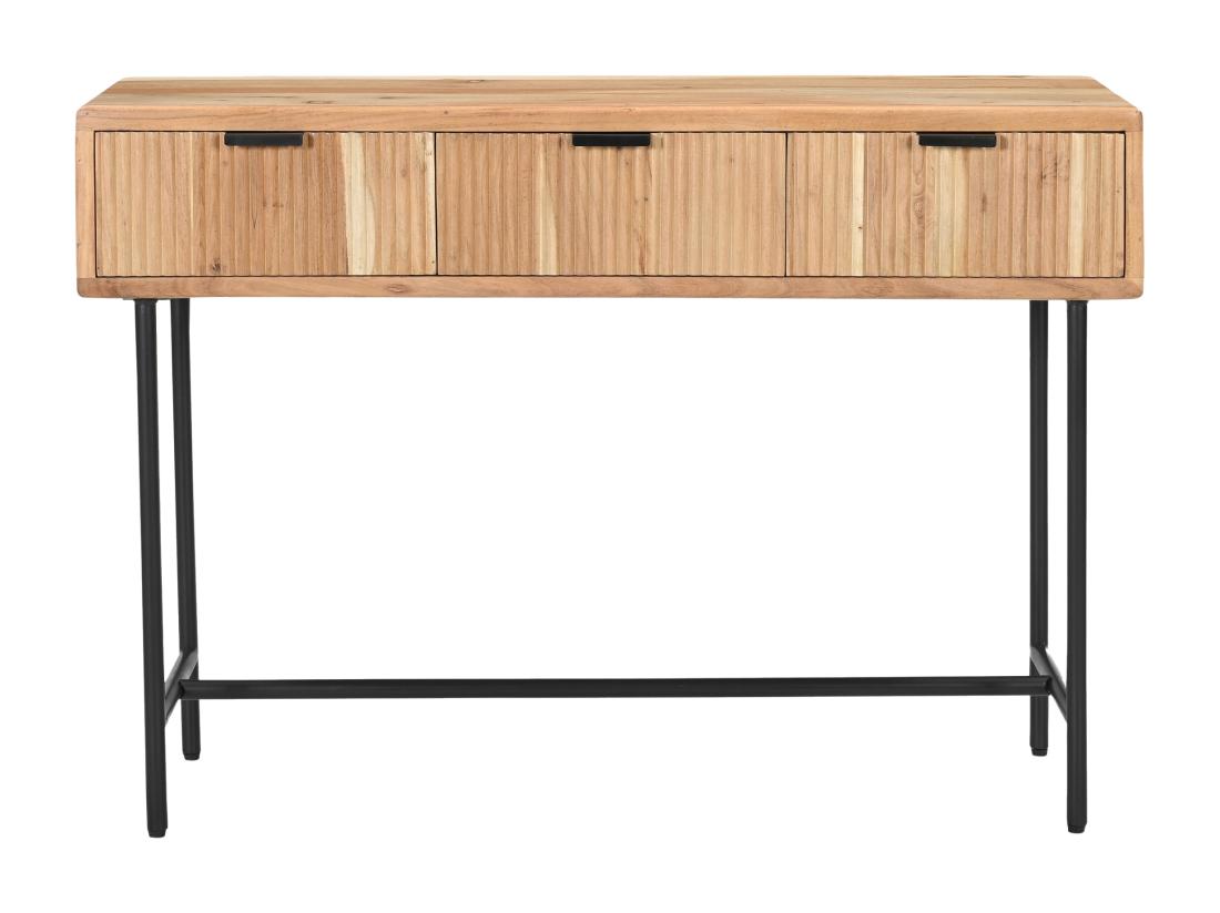Vente Unique Console Avec 3 Tiroirs En Bois D'acacia Et Métal Noir - Naturel Clair - ALEVIA