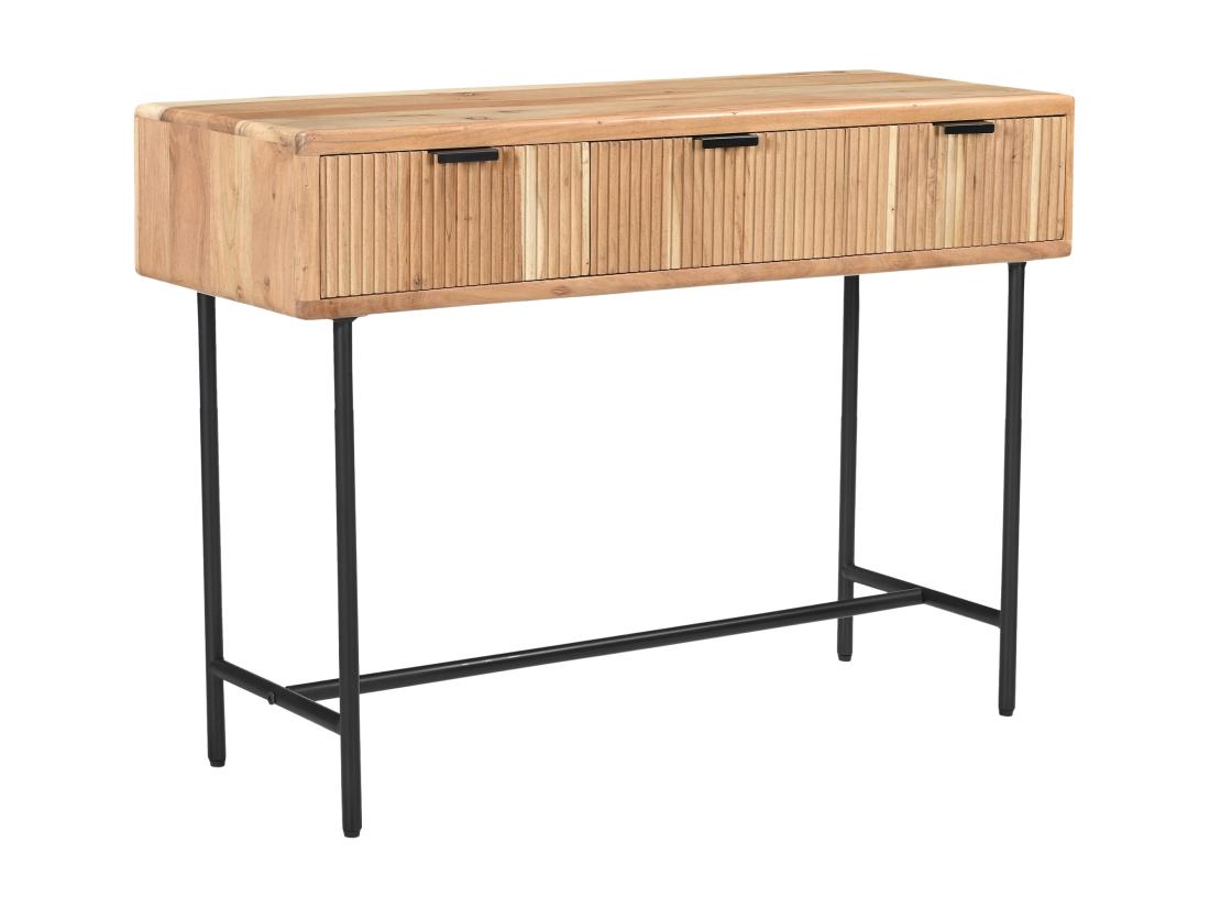 Vente Unique Console Avec 3 Tiroirs En Bois D'acacia Et Métal Noir - Naturel Clair - ALEVIA