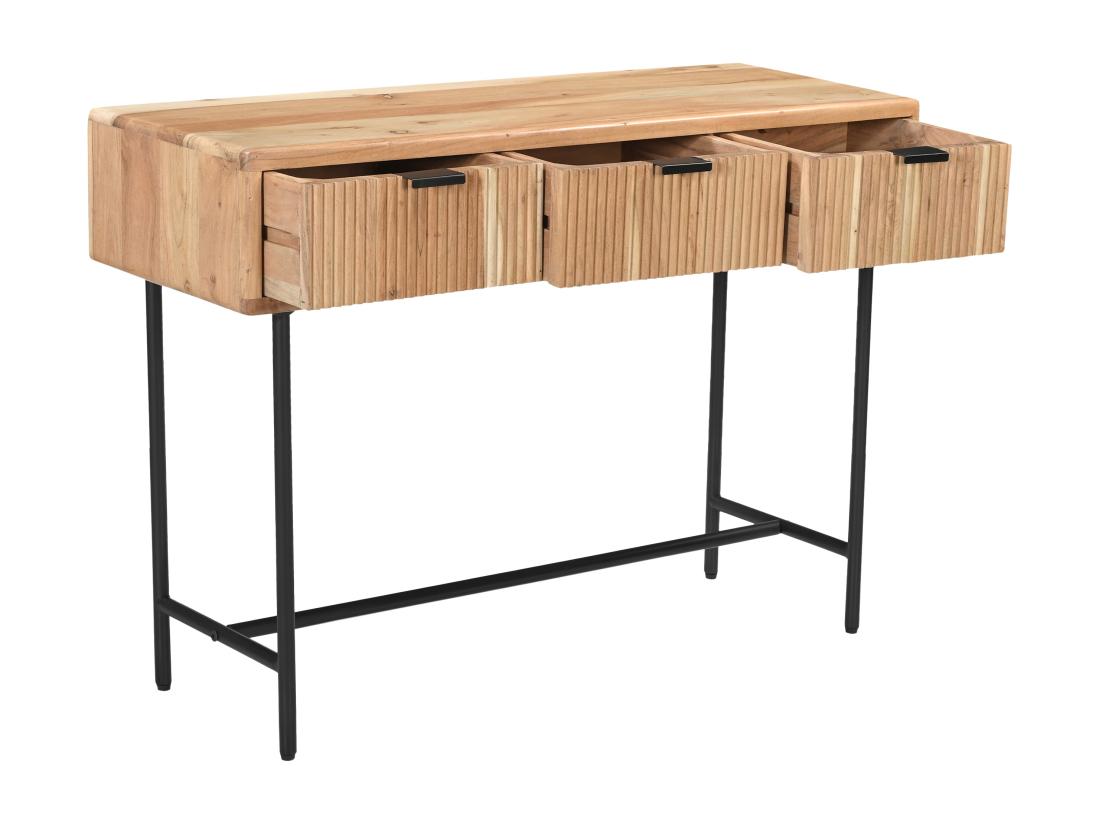 Vente Unique Console Avec 3 Tiroirs En Bois D'acacia Et Métal Noir - Naturel Clair - ALEVIA