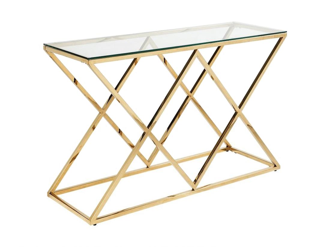 Vente Unique Console CHARLOTTE De Pascal MORABITO - Verre Trempé Et Acier - Doré