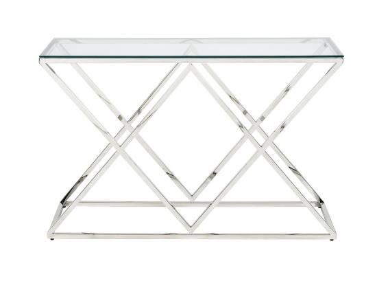 Vente Unique Console CHARLOTTE De Pascal MORABITO - Verre Trempé Et Acier - Chromé