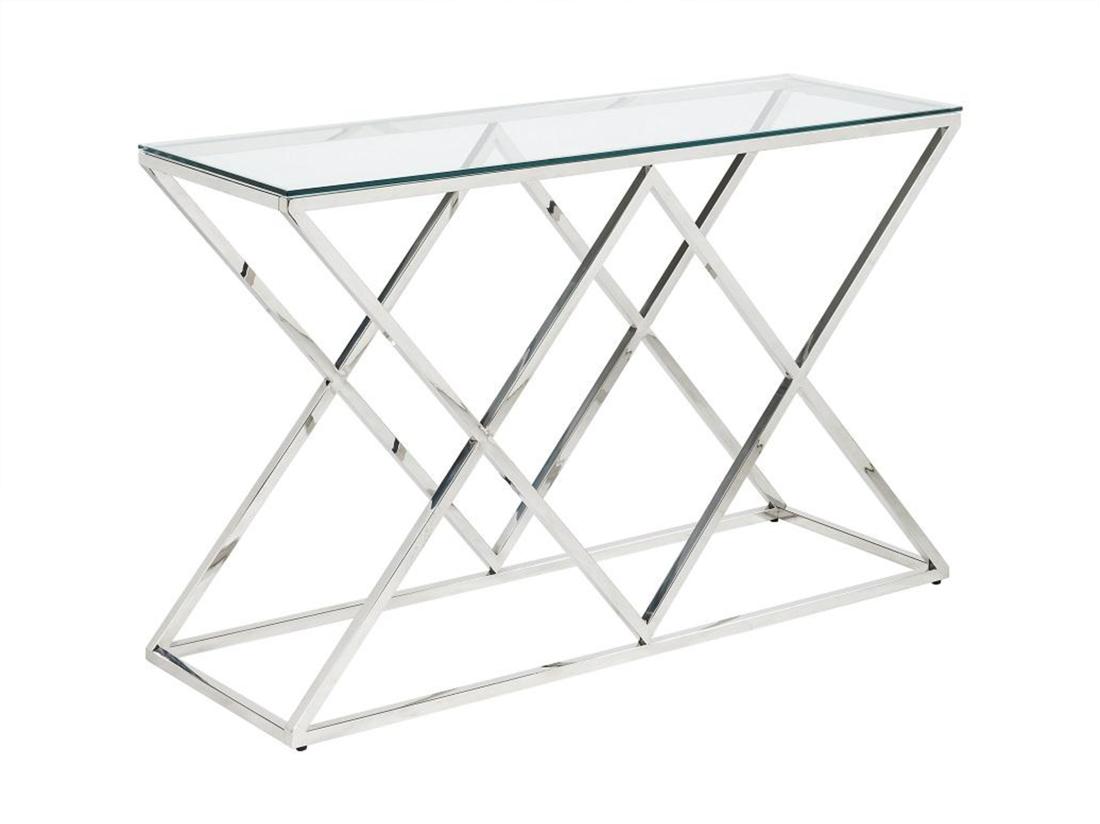 Vente Unique Console CHARLOTTE De Pascal MORABITO - Verre Trempé Et Acier - Chromé