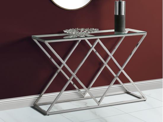 vente unique Console CHARLOTTE de Pascal MORABITO - Verre trempé et acier - Chromé