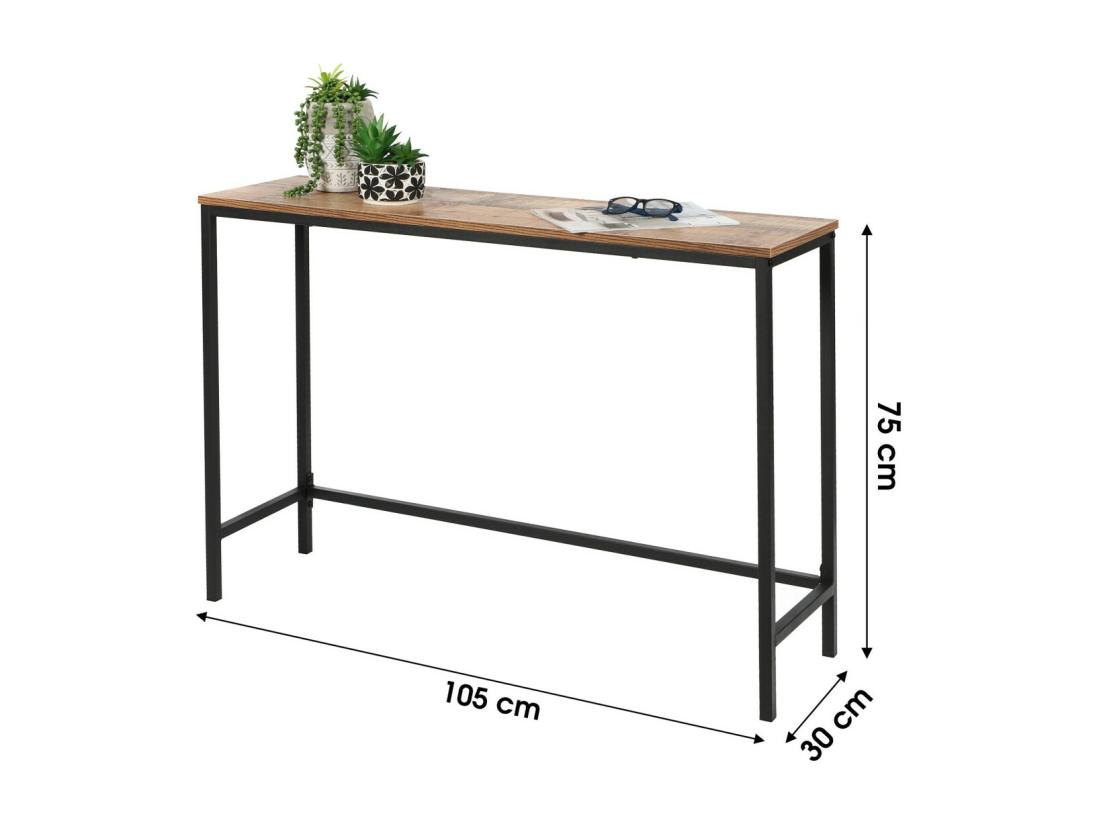 Vente Unique Console D'entrée Style Classique – Structure En Métal Noir Coloris Chêne Vieilli – 105x30x75 Cm – Collection OAKLANDER
