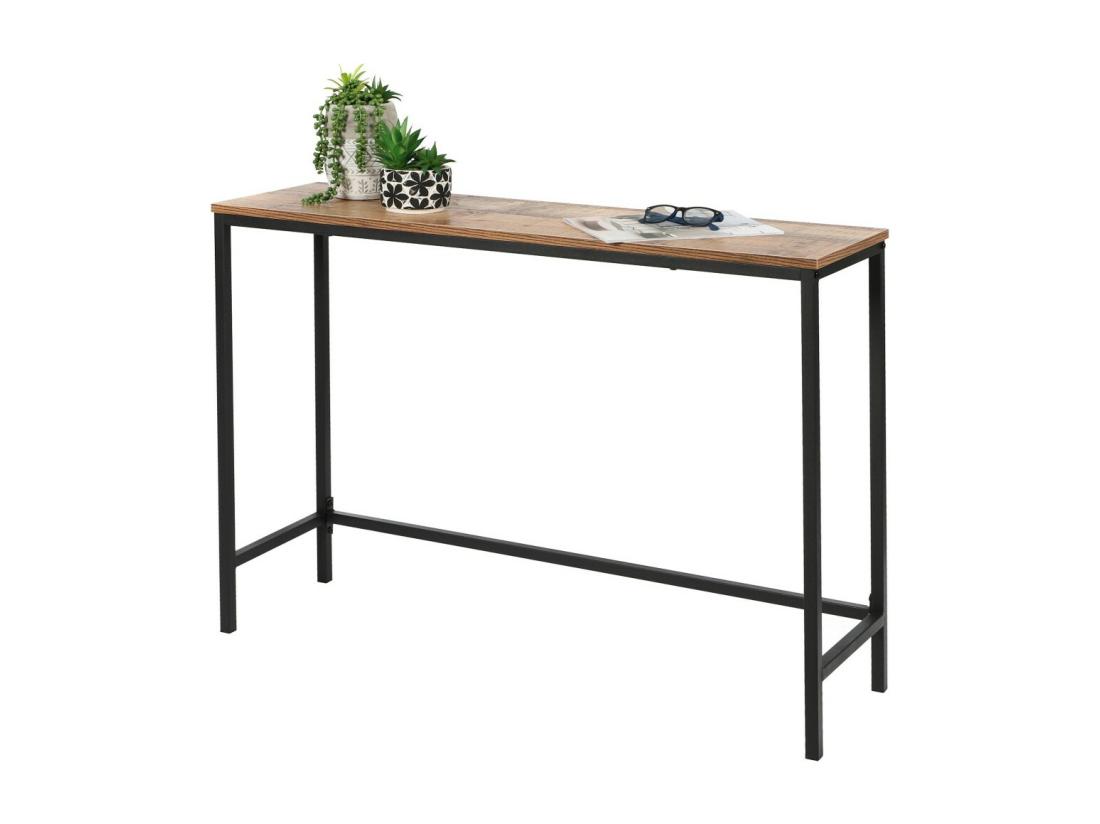 vente unique Console d'entrée style classique – Structure en métal noir coloris chêne vieilli – 105x30x75 cm – Collection OAKLANDER