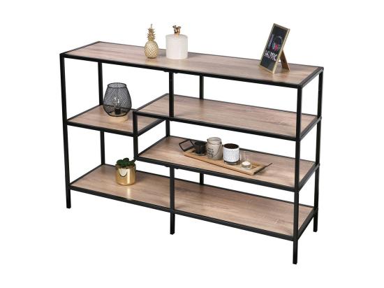 vente unique Console d'entrée style industriel collection HOLBORN. Coloris chêne et noir. 5 étagères