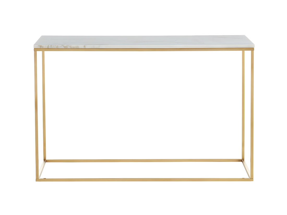 Vente Unique Console Design ARETHA - Marbre Et Métal - Blanc Et Doré De Pascal MORABITO