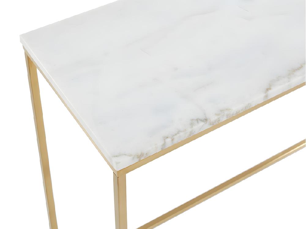 Vente Unique Console Design ARETHA - Marbre Et Métal - Blanc Et Doré De Pascal MORABITO