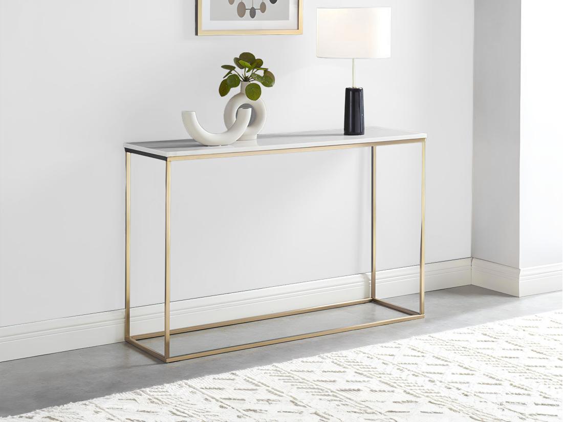 vente unique Console design ARETHA - Marbre et Métal - Blanc et Doré de Pascal MORABITO