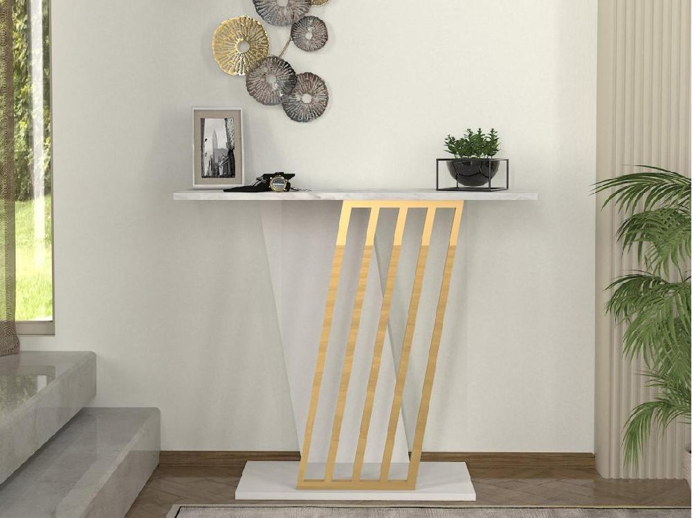 Vente Unique Console - Effet Marbre Blanc Et Doré - ORSONA