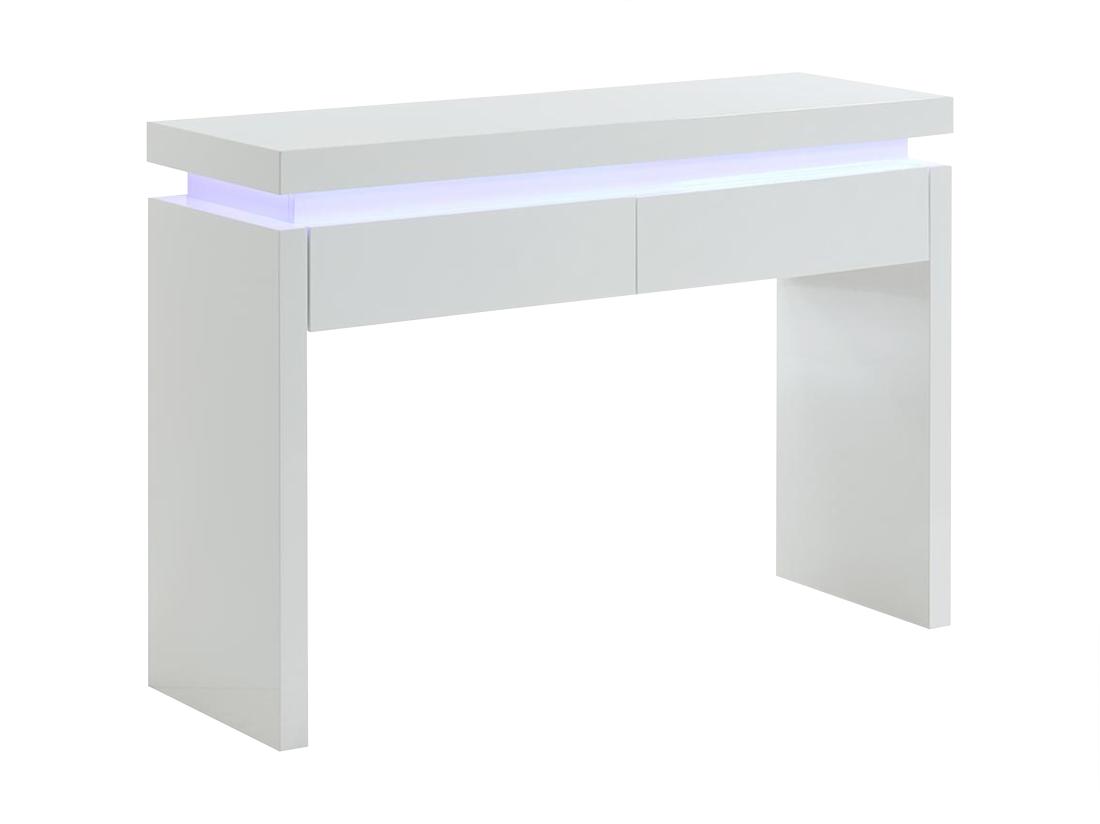 Vente Unique Console EMERSON II - LEDs - 2 Tiroirs - MDF Laqué Blanc