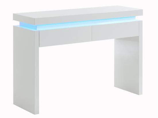Vente Unique Console EMERSON II - LEDs - 2 Tiroirs - MDF Laqué Blanc