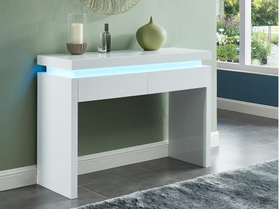 vente unique Console EMERSON II - LEDs - 2 tiroirs - MDF laqué blanc