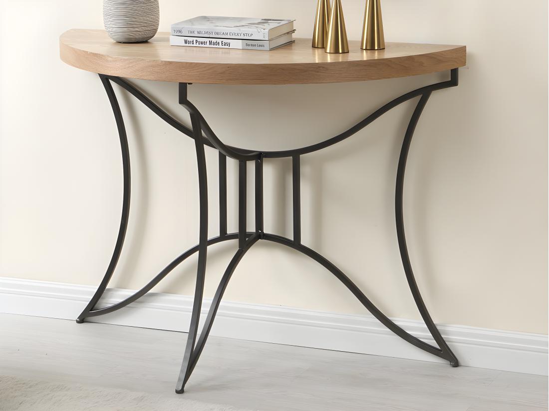 Vente Unique Console En MDF Et Métal - Naturel Et Noir - LOLANA