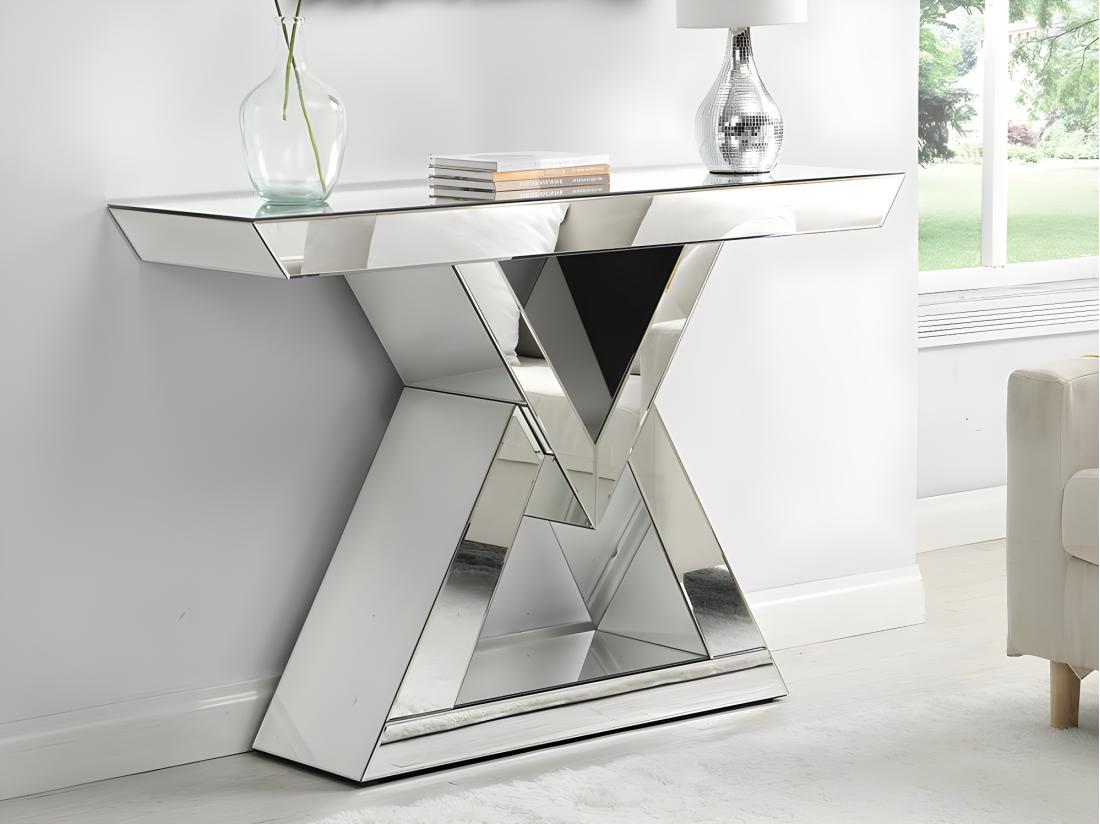 vente unique Console en MDF et miroir - Coloris : Argent - ISIDA de Pascal MORABITO