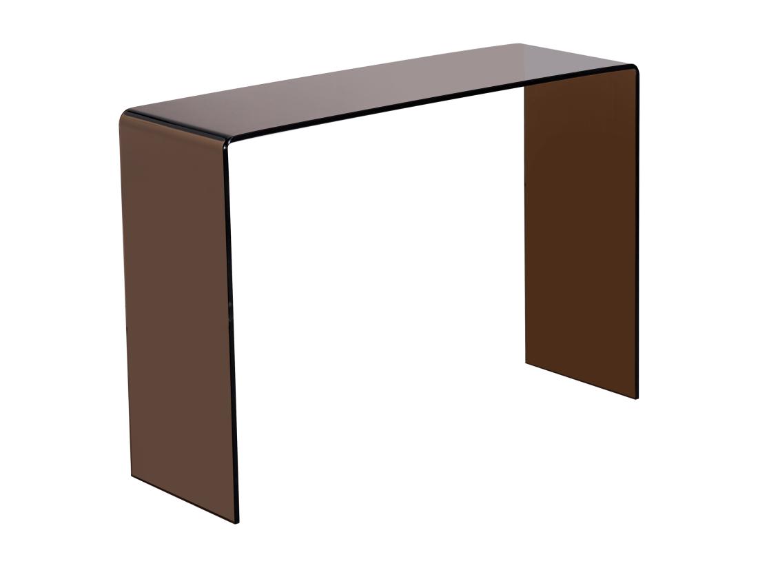 Vente Unique Console En Verre Trempé Courbé - Brun - ALONZO