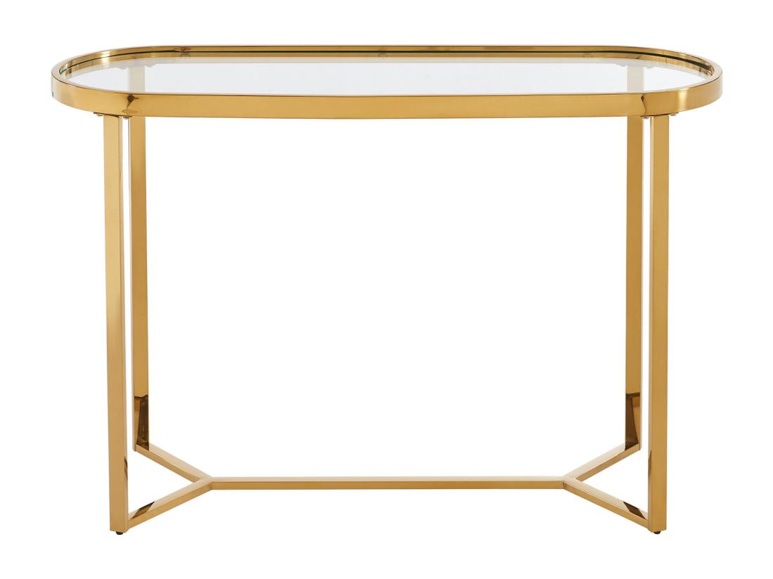 Vente Unique Console En Verre Trempé Et Acier Inoxydable Chromé - Transparent Et Doré - JOLINY De Pascal Morabito