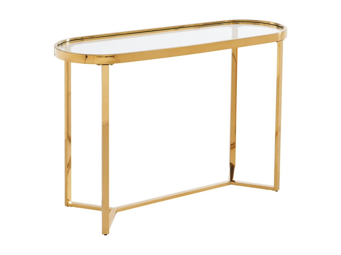 Vente Unique Console En Verre Trempé Et Acier Inoxydable Chromé - Transparent Et Doré - JOLINY De Pascal Morabito