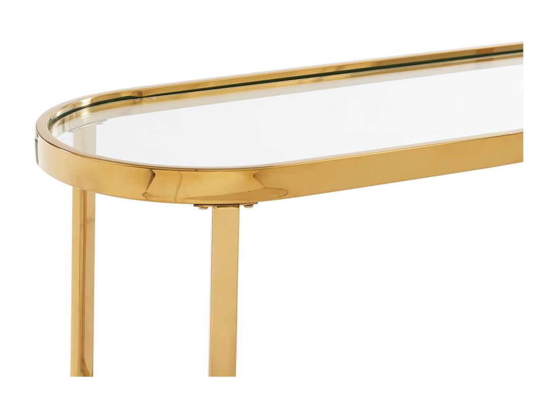 Vente Unique Console En Verre Trempé Et Acier Inoxydable Chromé - Transparent Et Doré - JOLINY De Pascal Morabito