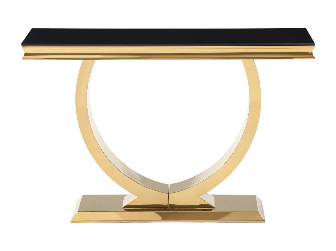 Vente Unique Console En Verre Trempé Et Acier Inoxydable - Doré Et Noir - ROWAN De Pascal Morabito
