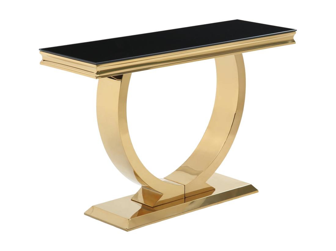 Vente Unique Console En Verre Trempé Et Acier Inoxydable - Doré Et Noir - ROWAN De Pascal Morabito