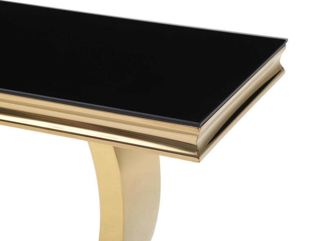 Vente Unique Console En Verre Trempé Et Acier Inoxydable - Doré Et Noir - ROWAN De Pascal Morabito