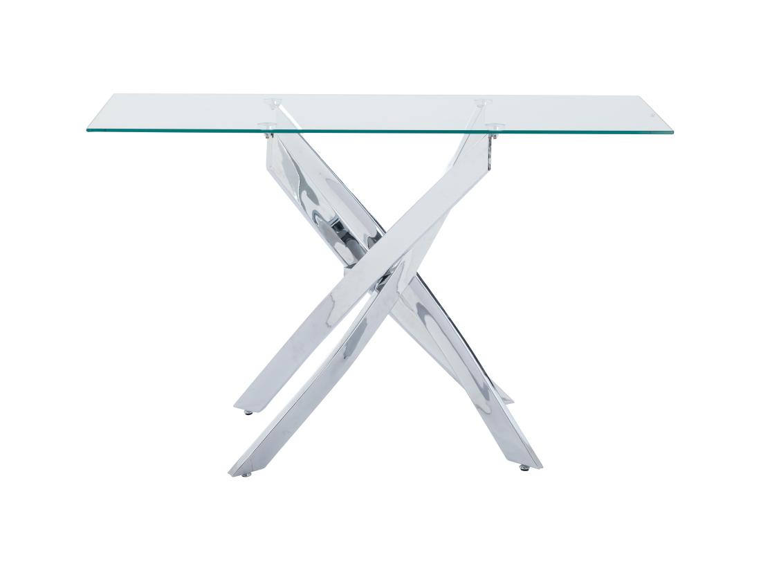 Vente Unique Console En Verre Trempé Et Métal Chromé - Transparent - COSIMA