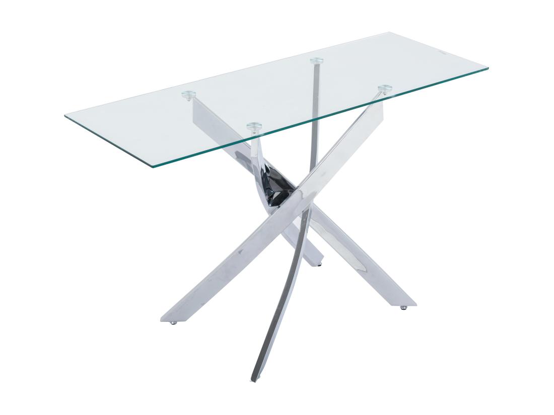 Vente Unique Console En Verre Trempé Et Métal Chromé - Transparent - COSIMA
