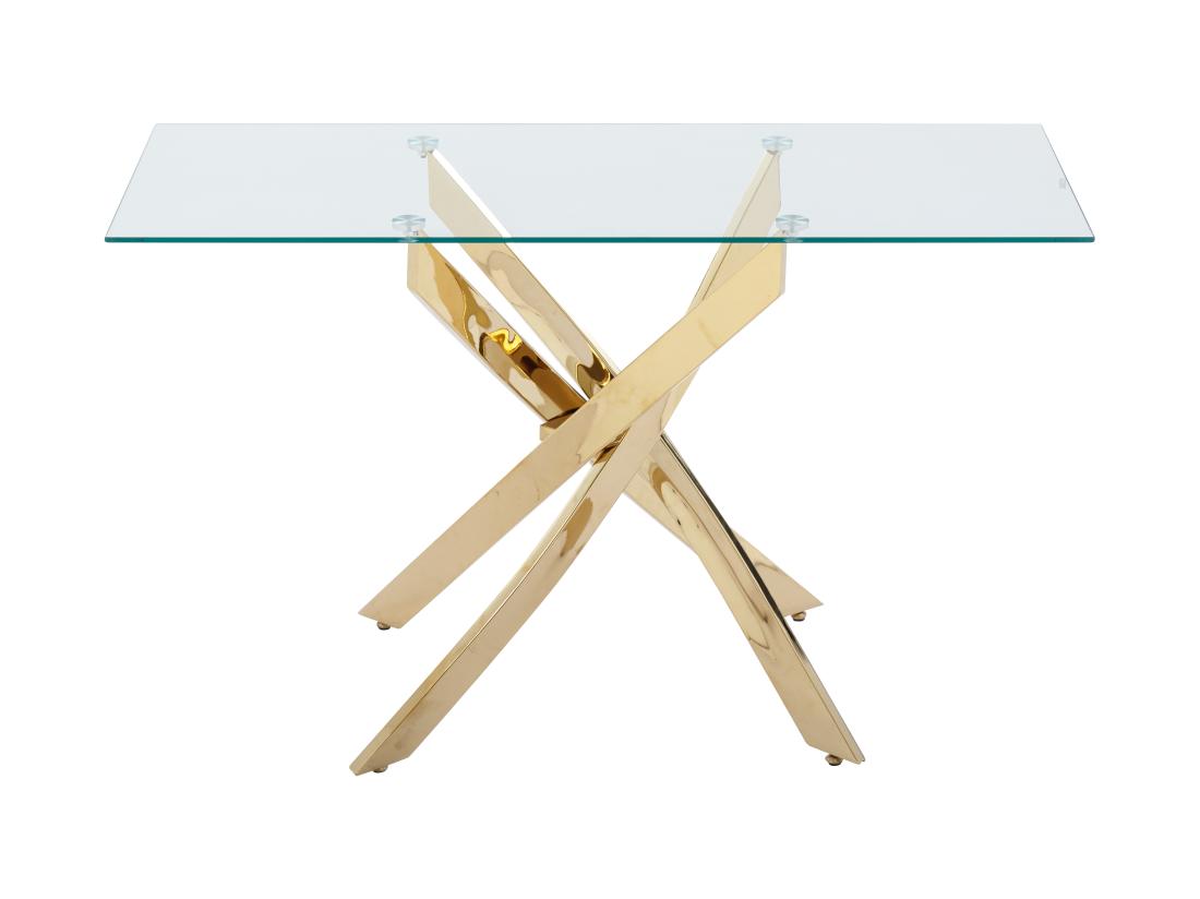 Vente Unique Console En Verre Trempé Et Métal Doré - Transparent - COSIMA