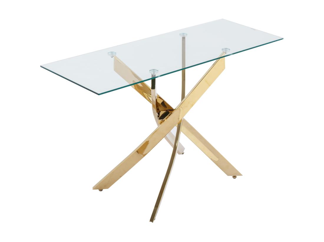 Vente Unique Console En Verre Trempé Et Métal Doré - Transparent - COSIMA