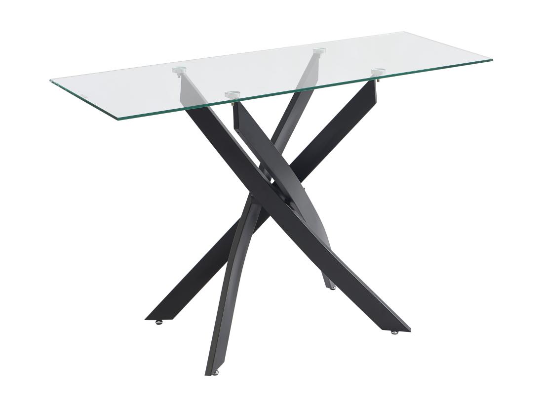 Vente Unique Console En Verre Trempé Et Métal Noir - Transparent - COSIMA