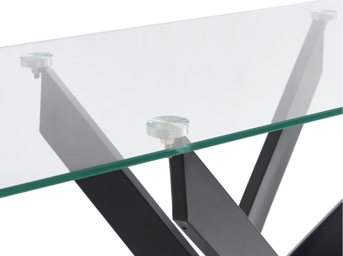 Vente Unique Console En Verre Trempé Et Métal Noir - Transparent - COSIMA