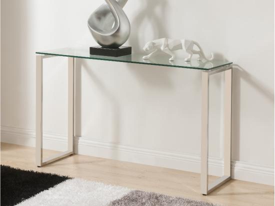 vente unique Console FREYA - Verre trempé & métal chromé