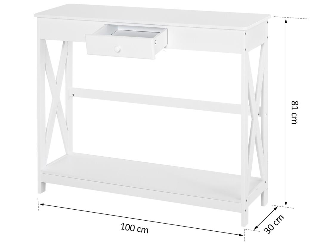 Vente Unique Console Style Table De Drapier Néo-rétro Tiroir + étagère Dim. 100L X 30l X 81H Cm MDF Blanc