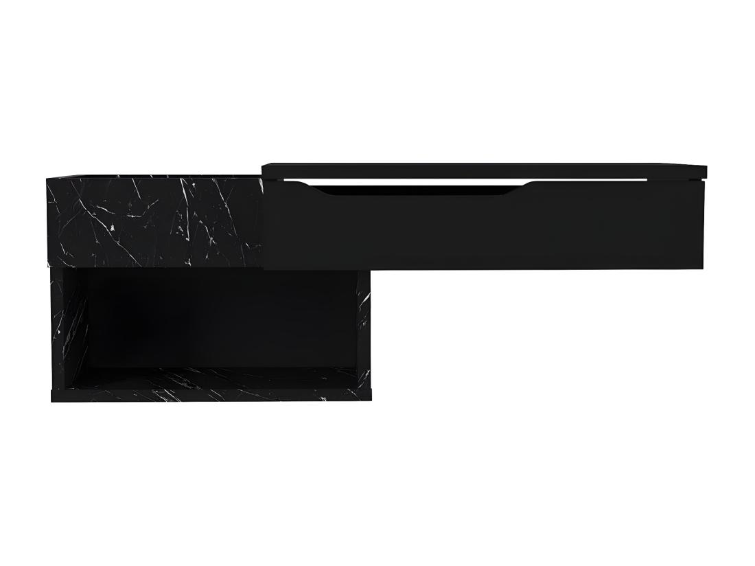 Vente Unique Console Suspendue Avec 1 Tiroir Et 2 Niches - Effet Marbre Noir - DAREKA