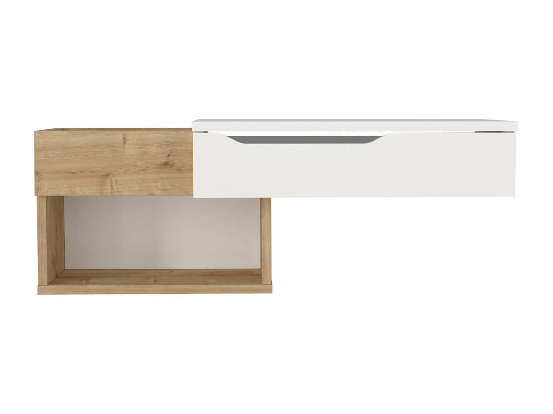Vente Unique Console Suspendue Avec 1 Tiroir Et 2 Niches - Naturel Et Blanc - DAREKA