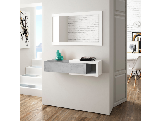Vente Unique Console Suspendue Réversible Avec 1 Tiroir Et 1 Miroir L95 Cm - NOON