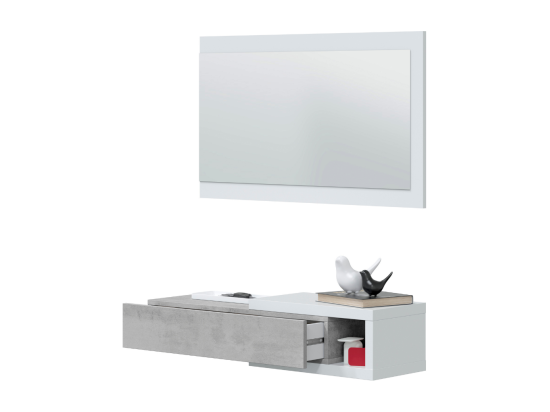 Vente Unique Console Suspendue Réversible Avec 1 Tiroir Et 1 Miroir L95 Cm - NOON