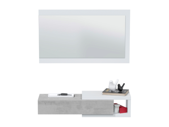 Vente Unique Console Suspendue Réversible Avec 1 Tiroir Et 1 Miroir L95 Cm - NOON