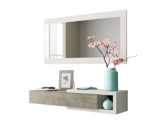 Vente Unique Console Suspendue Réversible Avec 1 Tiroir Et 1 Miroir L95 Cm - NOON