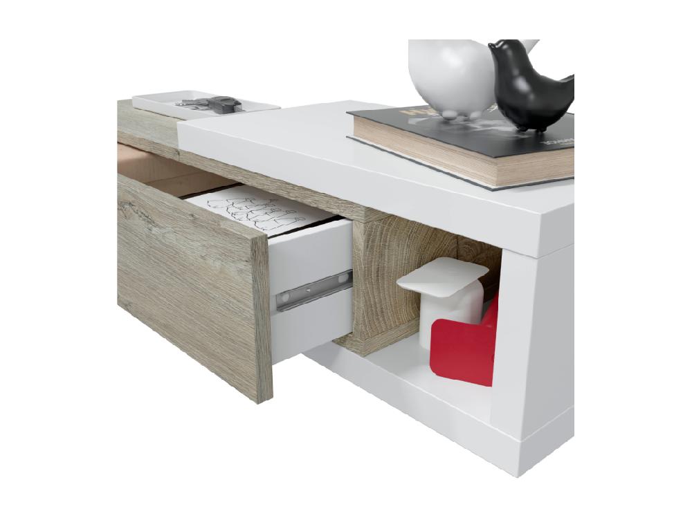 Vente Unique Console Suspendue Réversible Avec 1 Tiroir Et 1 Miroir L95 Cm - NOON