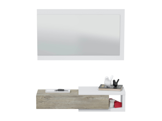 vente unique Console suspendue réversible avec 1 tiroir et 1 miroir L95 cm - NOON