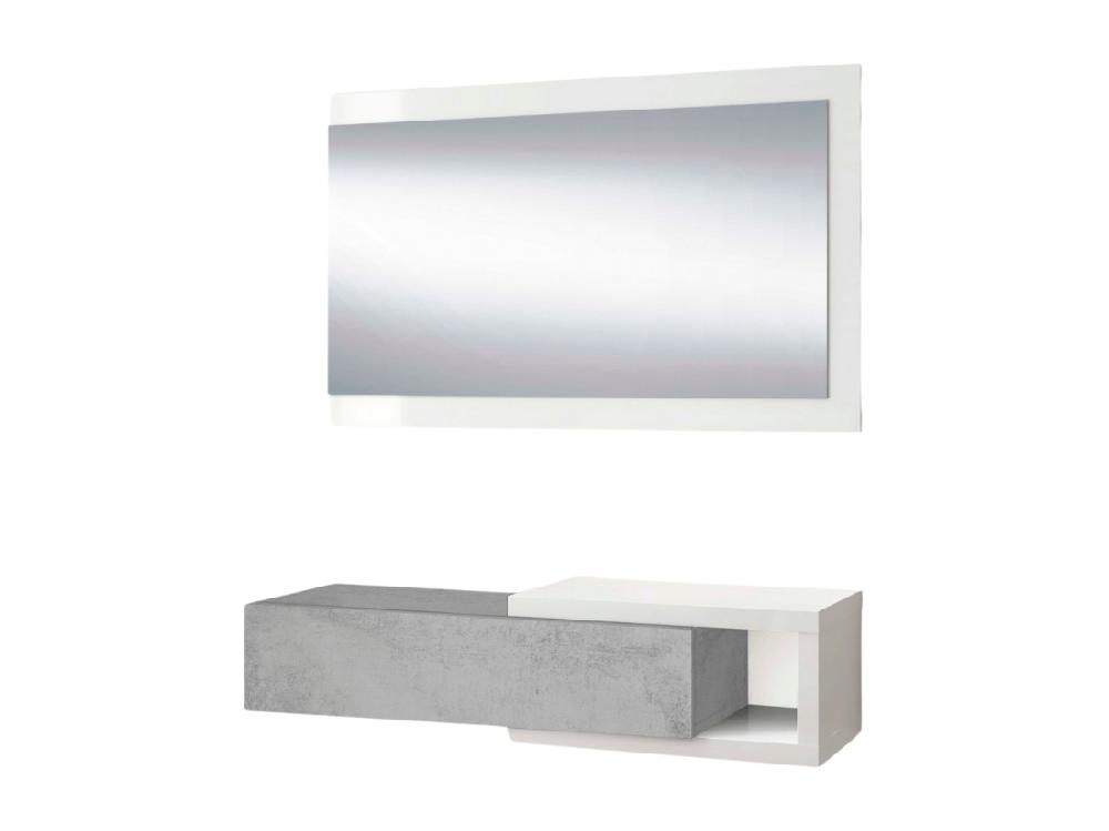 vente unique Console suspendue réversible avec 1 tiroir et 1 miroir L95 cm - NOON