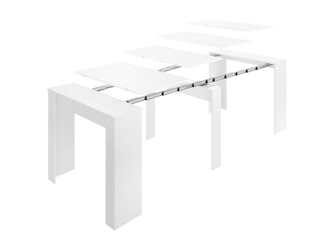 Vente Unique Console Table Extensible 10 Couverts - 4 Rallonges - Blanc - ONEGA