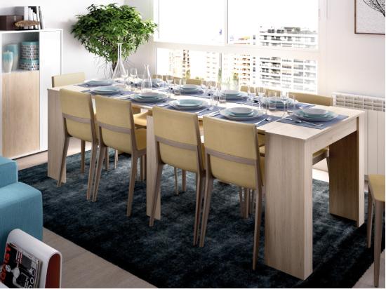 Vente Unique Console Table Extensible 10 Couverts - 4 Rallonges - Naturel Clair - ONEGA